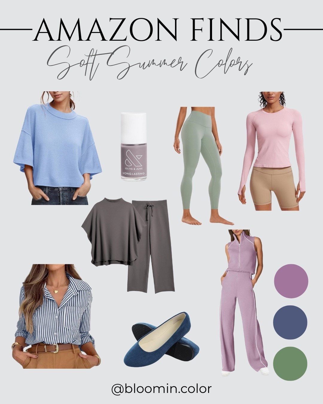 Amazon Finds for Soft Summers 

12 season color analysis 
Summer color palette 
Soft summer 

#LTKWorkwear #LTKStyleTip #LTKSeasonal