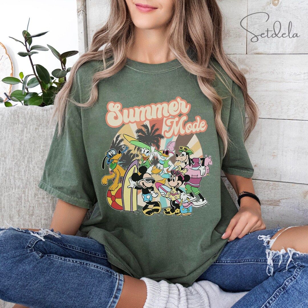 Disney Summer Mode Comfort Colors Shirt, Mickey and Friends Summer Sweatshirt, Disney Beach Group... | Etsy (US)