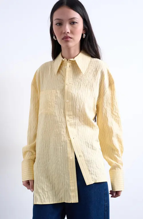 Topshop Asymmetric Placket Button-Up Shirt in Yellow at Nordstrom, Size 6 Us | Nordstrom