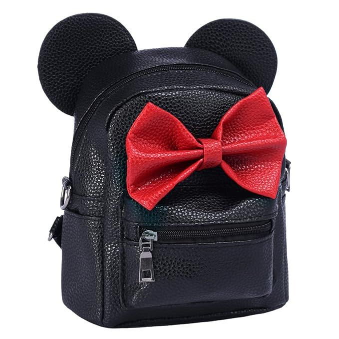 Women Kid Girls Cartoon PU Leather Mouse Ear Bow Backpack Shoulder School Mini Travel Satchel Cas... | Amazon (US)