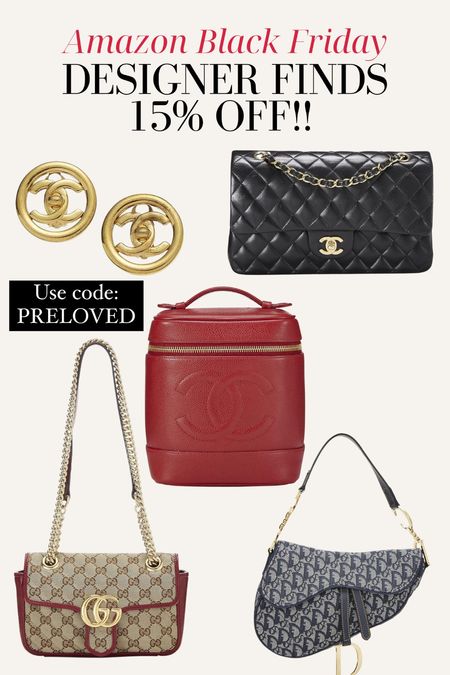 CODE: PRELOVED for Amazon early Black Friday sale  15% off designer accessories!!! Chan bags, Gucci bags, dior bags, chanel earrings 

#LTKsalealert #LTKCyberWeek #LTKGiftGuide