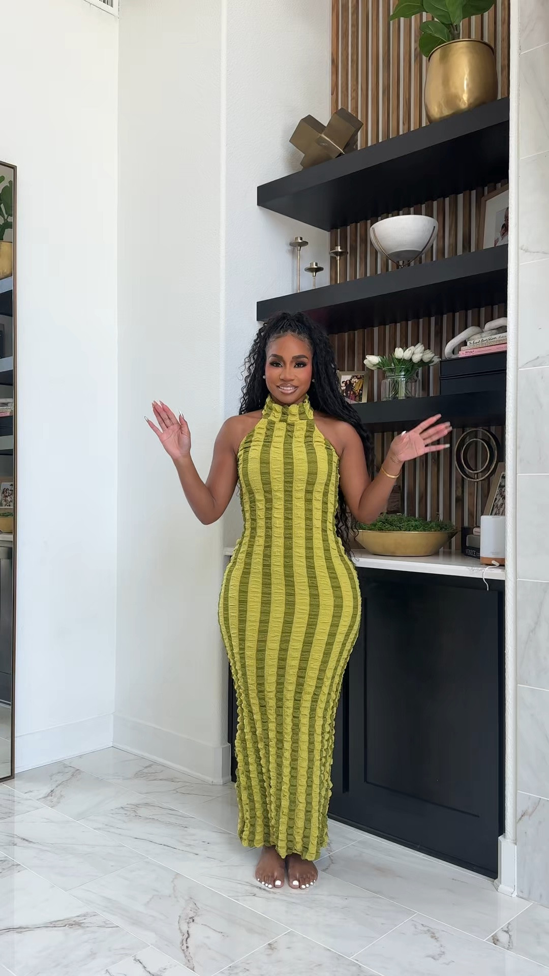 Highneck bubble effect bodycon maxi dress! Lunch, date night, girls night outfit inspo!

#LTKootd #LTKMidsize