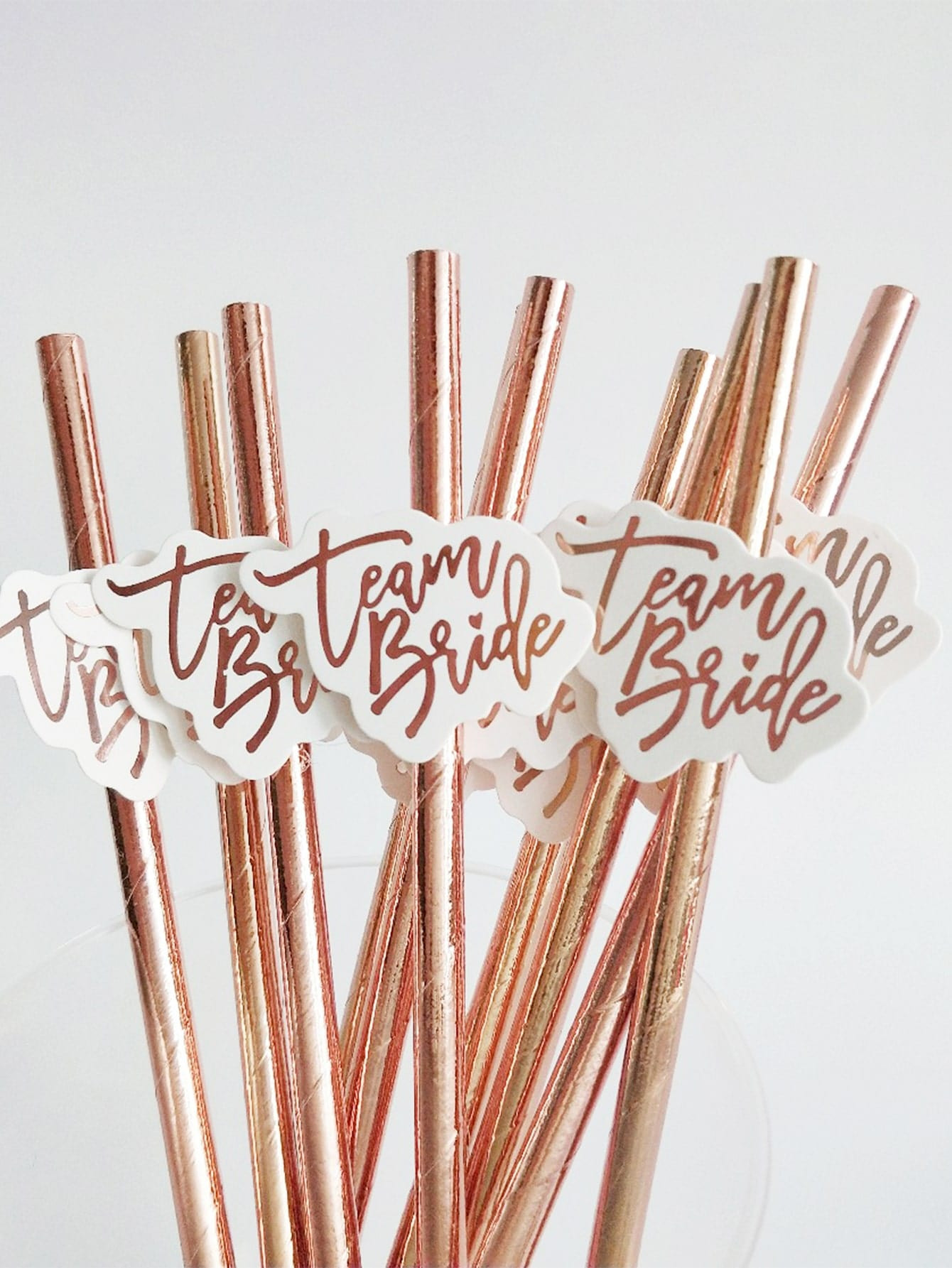 10pcs Bachelor Party Disposable Straw, Rose Gold Paper Straw, For Bride Bachelor Party | SHEIN