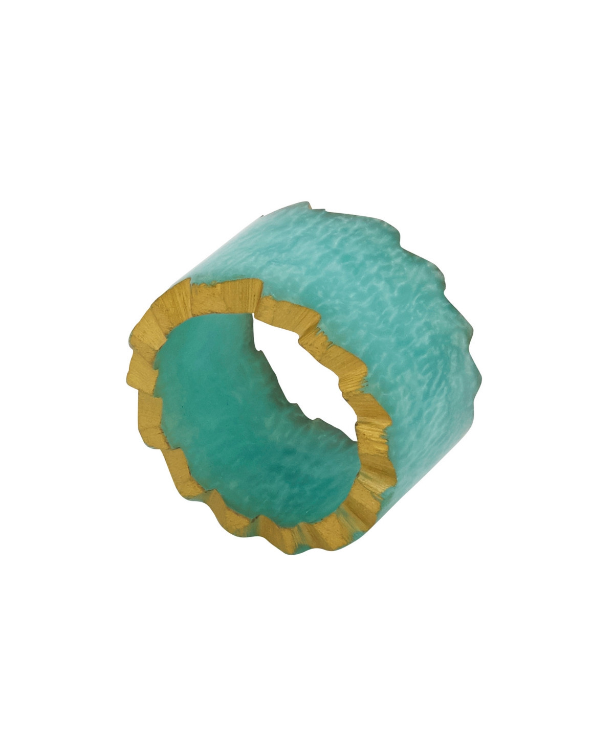 Saro Lifestyle Resin Artistry Napkin Ring Set of 4 - Aqua | Macy's