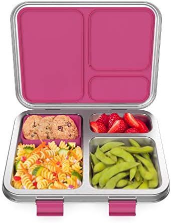 Bentgo Kids Stainless Steel Leak-Resistant Lunch Box - Bento-Style, 3 Compartments, and Bonus Sil... | Amazon (US)