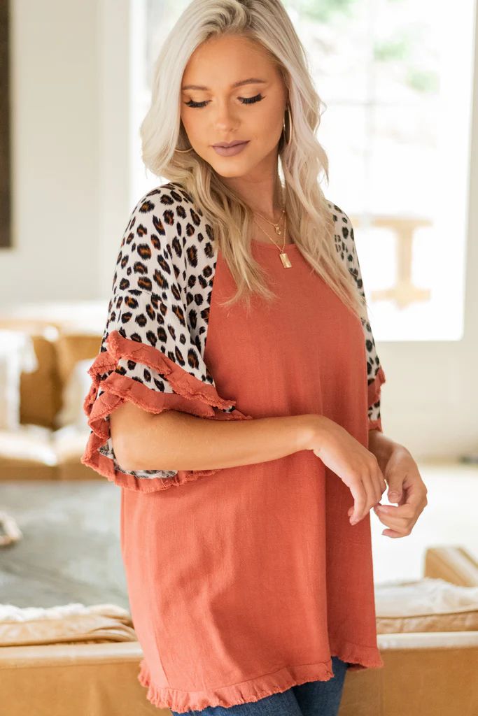 Into You Red Clay Leopard Top | The Mint Julep Boutique