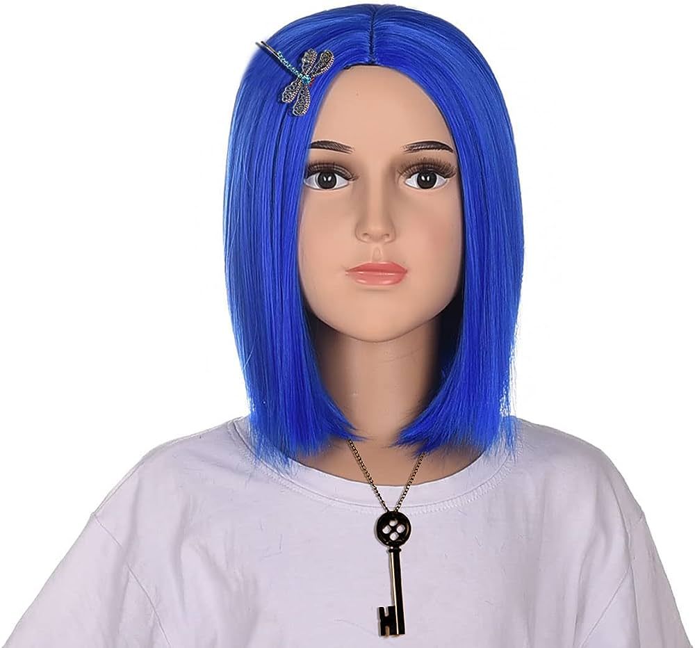 Blue Bob Wig | Coraline Costume Women Halloween Party Short Blue Realistic Cosplay Wig (L) | Amazon (US)