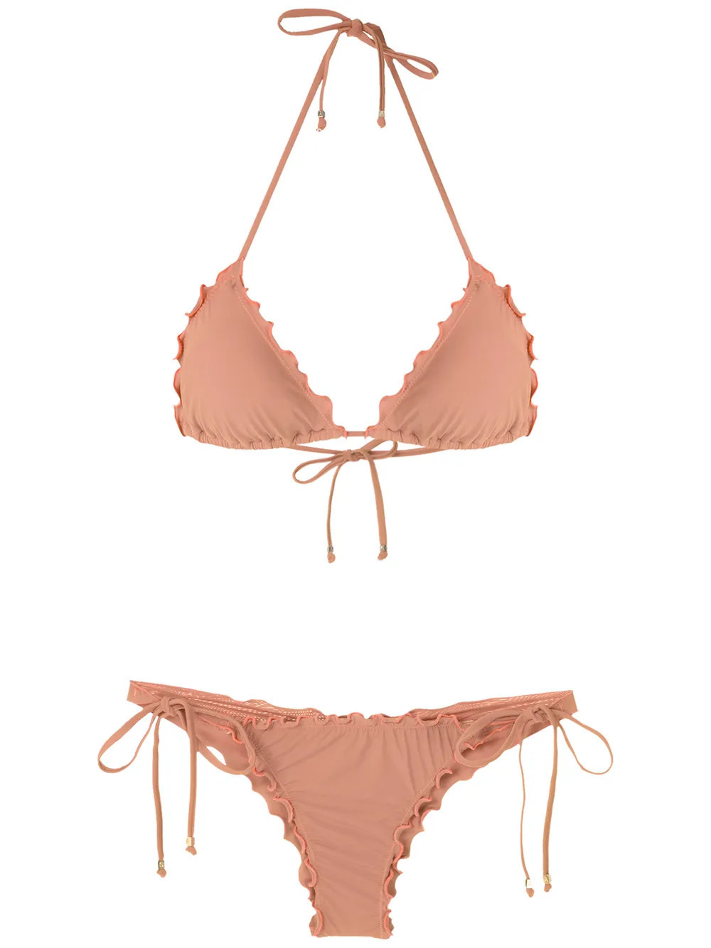 Amir Slama ruffled triangle bikini set - Neutrals | Farfetch Global