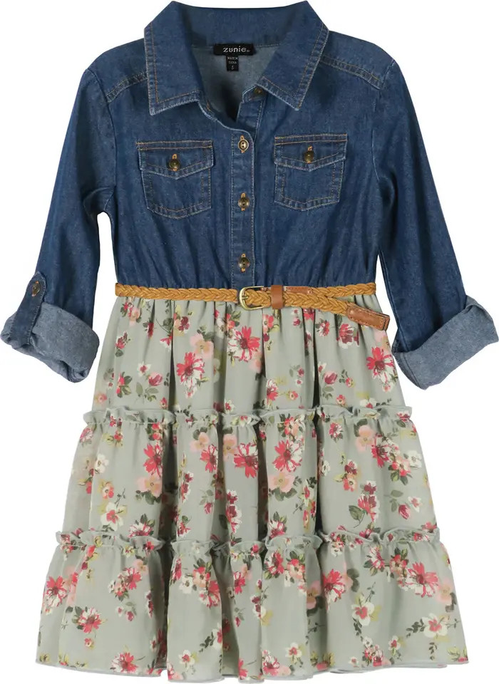 Kids' Denim Bodice Belted Dress | Nordstrom Rack