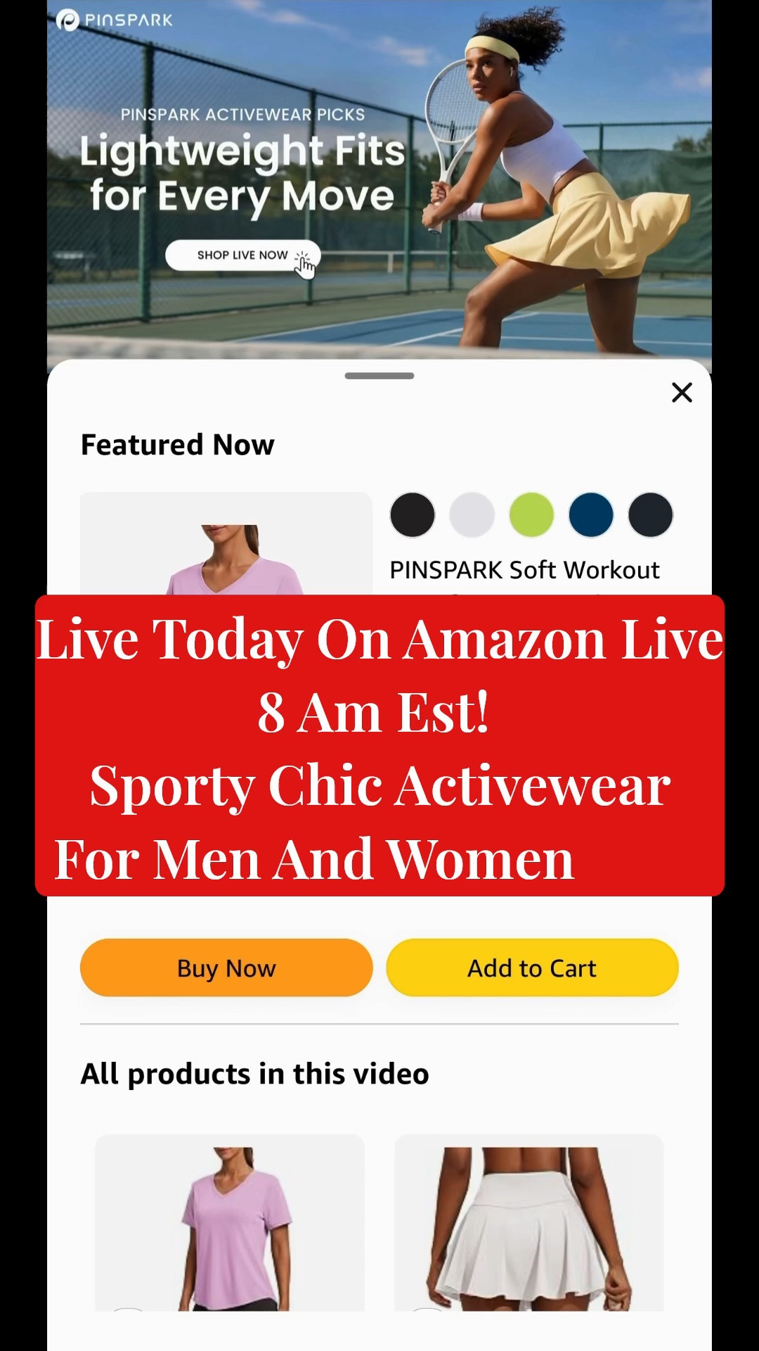 Amazon Live today! Pinspark fashion for men and women

#LTKActive #LTKfitnessgoals #LTKSaleAlert