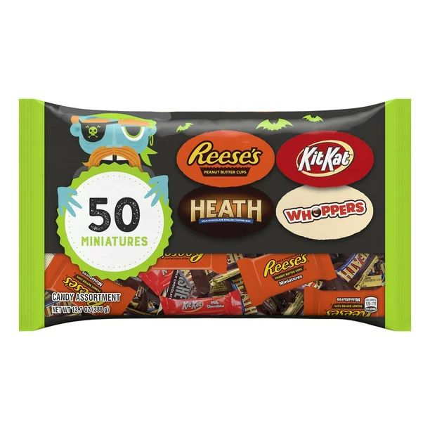 Hershey, Miniatures Chocolate Assortment Candy, Halloween, 13.7 oz, Variety Bag (50 Pieces) - Wal... | Walmart (US)