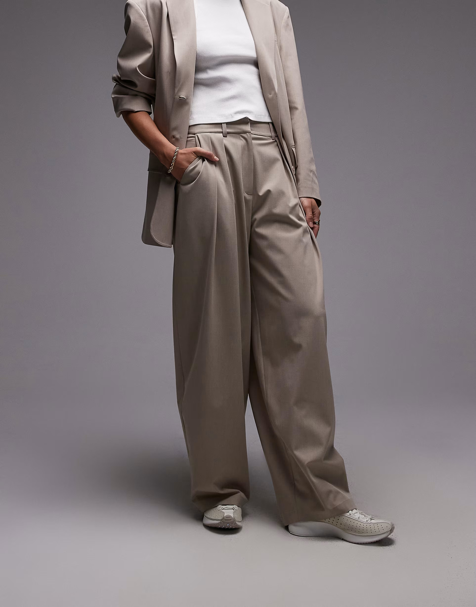 ASOS DESIGN tailored cocoon leg trouser in neutral | ASOS (Global)