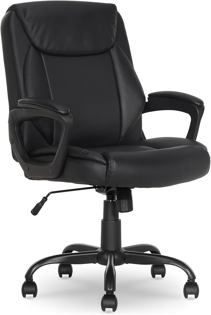 Amazon Basics Classic Puresoft PU Padded Mid-Back Height Adjustable Office Computer Desk Chair wi... | Amazon (US)