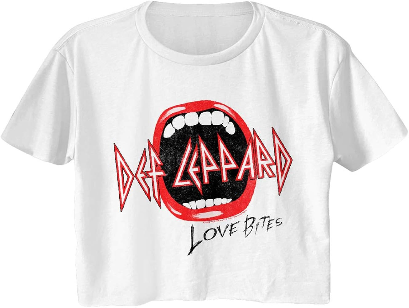 Def Leppard Rock Band Love Bites Mouth Ladies Short Sleeve Festival Cali Crop Top T-Shirt Graphic... | Amazon (US)