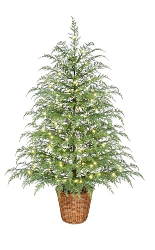 My Texas House Cypress Christmas Tree with Wicker Basket, 4 Feet, Green Indoor Potted Holiday Decor | Amazon (US)