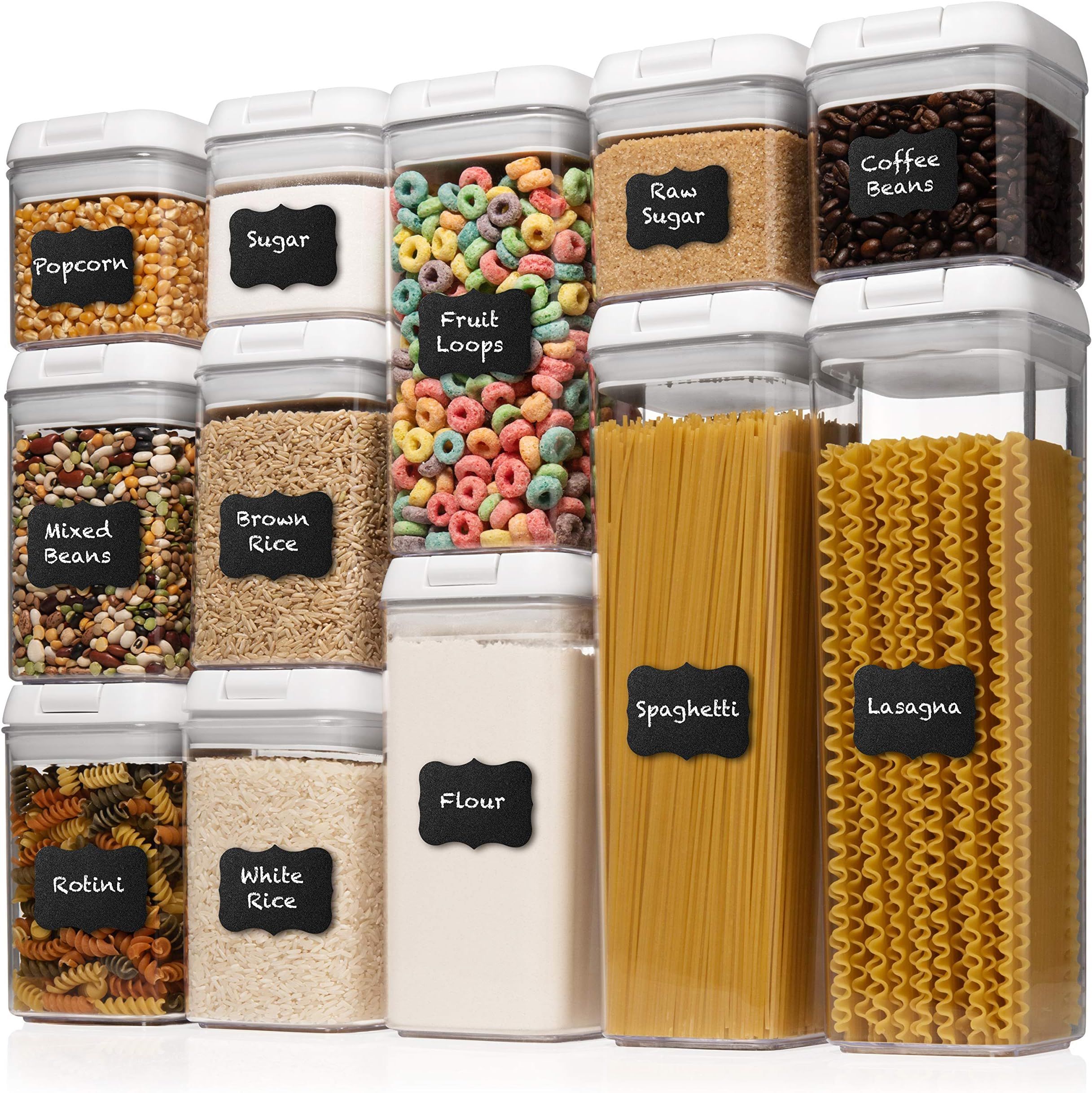Shazo Airtight Container Set for Food Storage - 12 PC Set + Measuring Cup + 18 Labels & Marker - Str | Amazon (US)