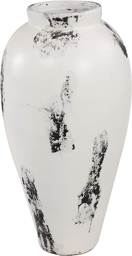 Deco 79 62821 Large Black and White Stoneware Floor Vase with Textured Relief Detail, 14” x 32... | Amazon (US)