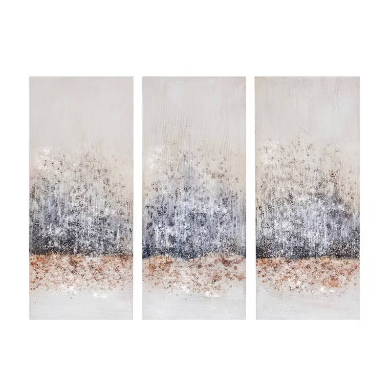 (Set of 3) 15" x 35" Twilight Mystere Hand Brush Embellished Canvas Blush/Grey | Target