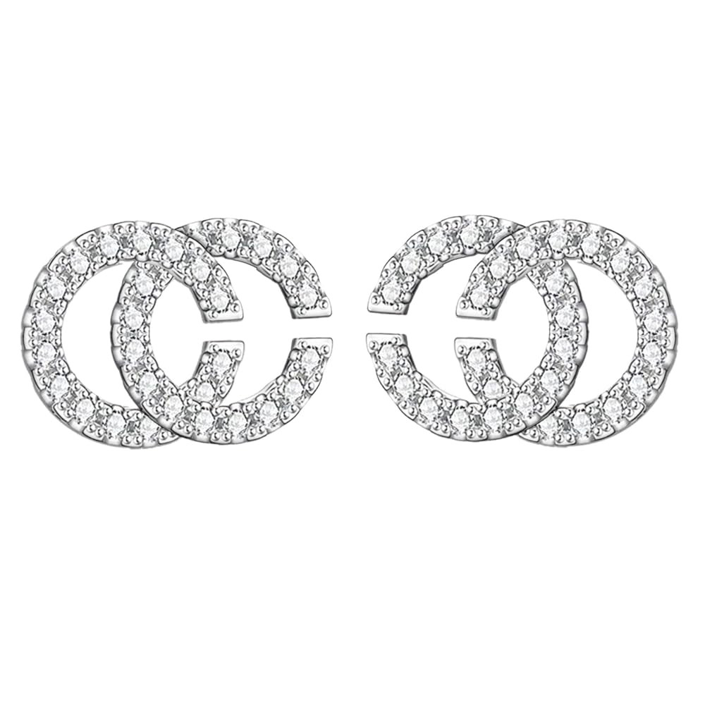 Silver Double C Earrings | Stylish Designer Earrings | Chic Letter Design | Hypoallergenic | Perf... | Amazon (US)