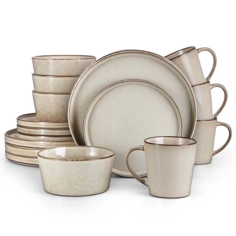 Vesteel Dinnerware Sets for 4, 16 Pieces Stoneware Plates and Bowls Sets, Handmade Reactive Glaze... | Walmart (US)