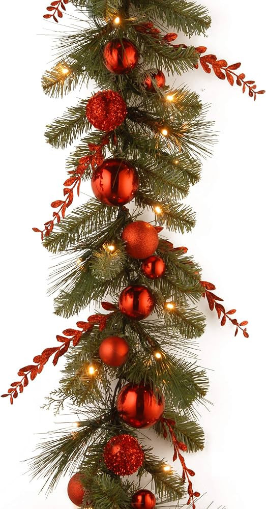 National Tree Company Pre-Lit Artificial Christmas Garland, Green, Evergreen, White Lights, Decor... | Amazon (US)