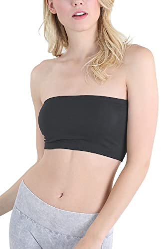 NIKIBIKI Women Seamless Basic Bandeau, Made in U.S.A, One Size (Charcoal) | Amazon (US)