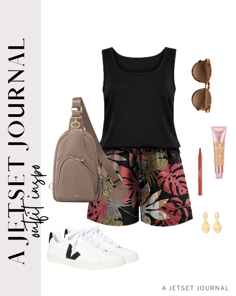 A black-and-pink leaf design on this 2-piece outfit from WIHOLL goes well with a pair of Veja sneakers and a Kattee sling bag. Complete the look with SOJOS retro sunnies and PAVOI teardrop dangle earrings.

#LTKSeasonal #LTKSaleAlert #LTKTravel
 

 
