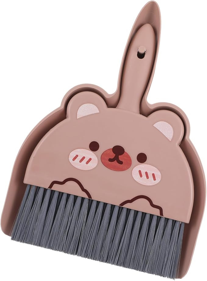 Portable Hand Broom and Dustpan Set, Cute Mini Dustpan and Brush with Bear Pattern, Small Cartoon... | Amazon (US)
