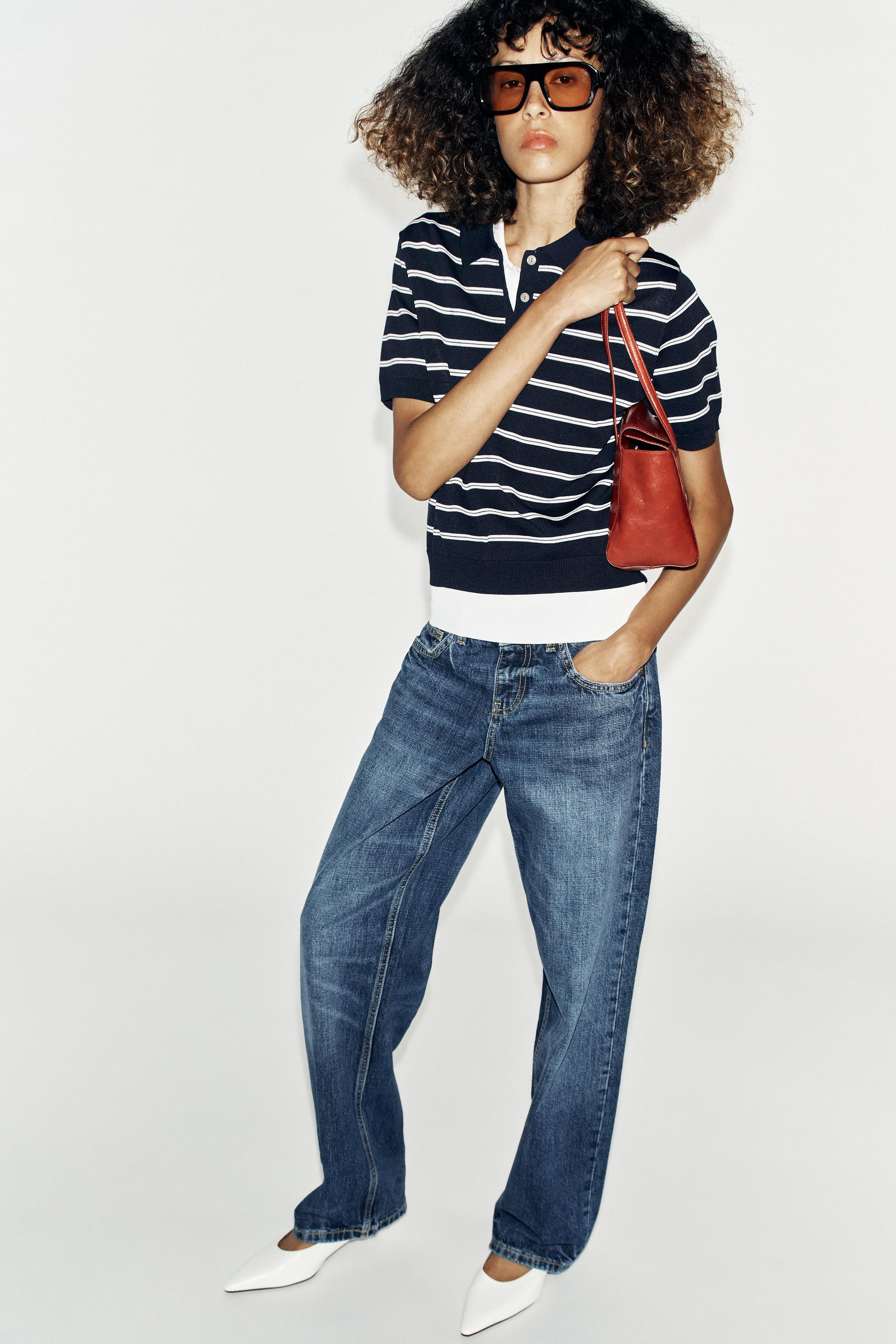 SHORT SLEEVE STRIPED KNIT POLO | Zara US