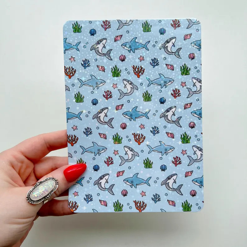 Shark Week Kindle Insert | Ocean Animal Pattern | Holographic E-reader Insert for Summer Reading ... | Etsy (US)