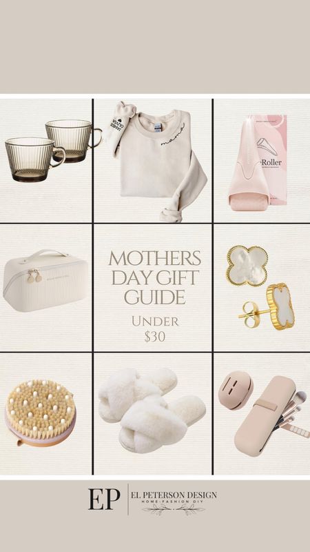 Mother’s Day gift under $30
Mug
Sweater
Face roller
Makeup bag
Earrings
Slippers
Cosmetic bag
Body brush 

#LTKGiftGuide