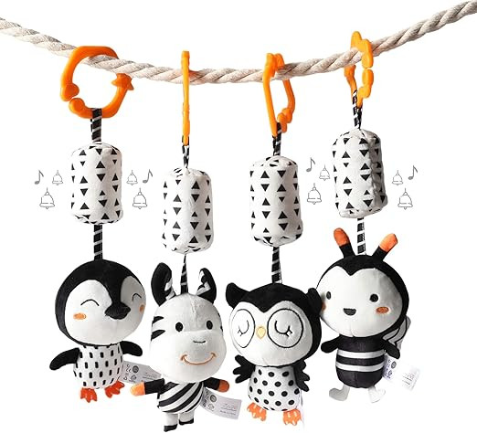 tumama Baby Hanging Rattle Toys,Animal Stuffed Handbells Baby Rattles,Soft Plush Stroller Toys fo... | Amazon (UK)