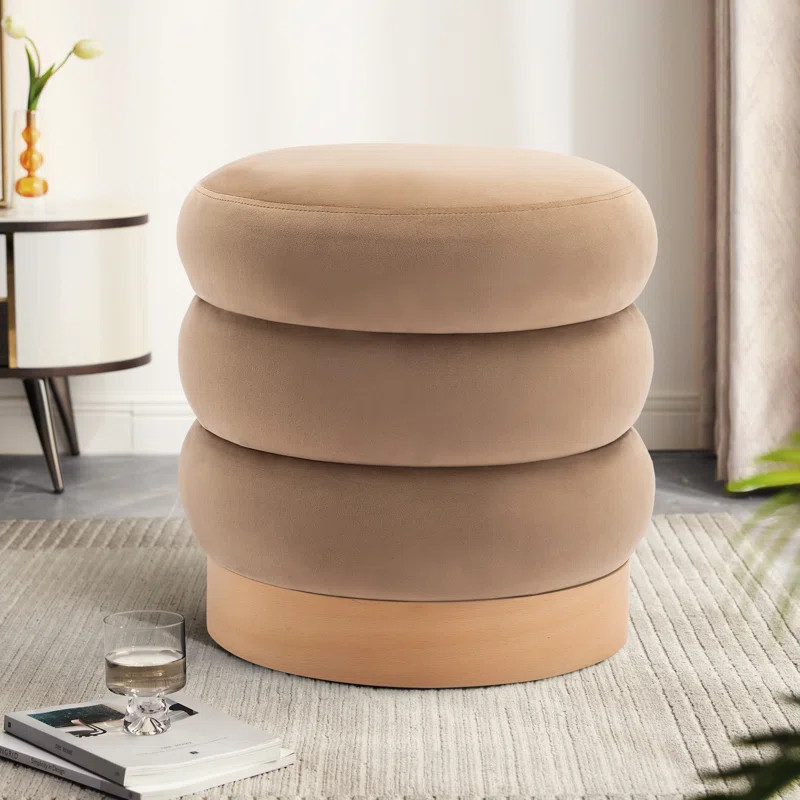 Carra 18'' Wide Round Upholstered Pouf Ottoman | Wayfair North America