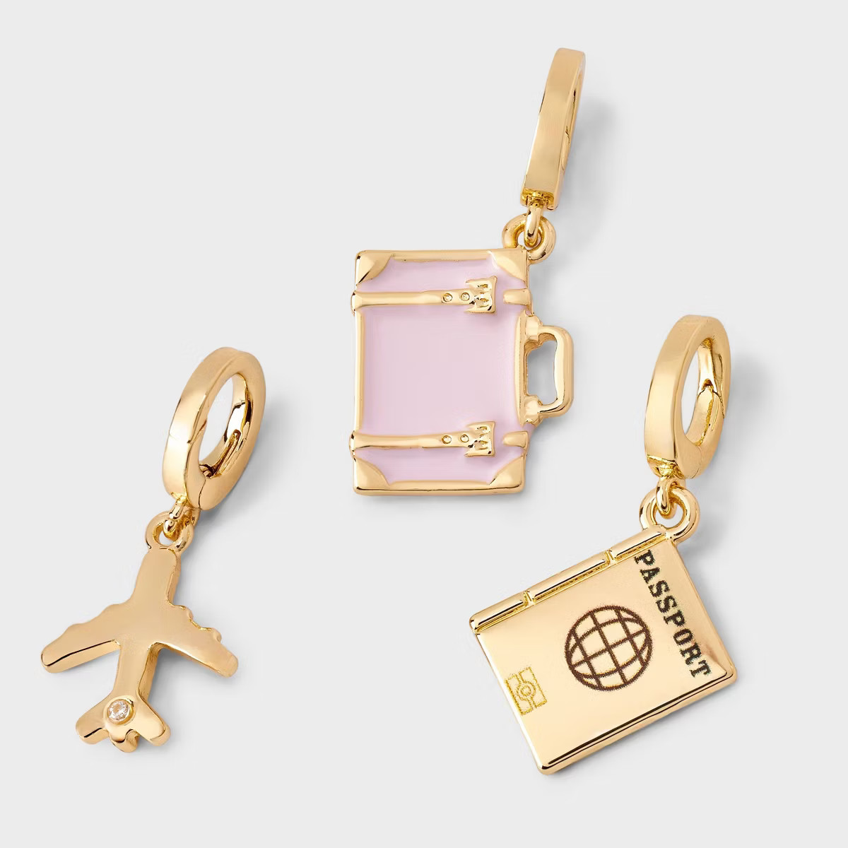 Passport Suitcase and Plane Charm Necklace Set 3pc - A New Day™ Gold | Target
