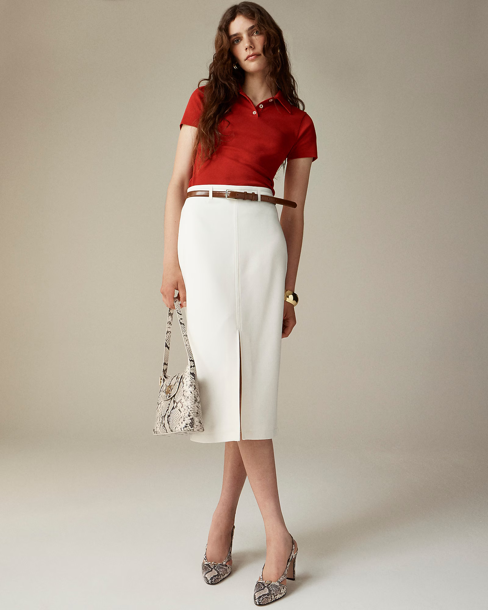 Pencil midi skirt in four-season stretch | J. Crew US