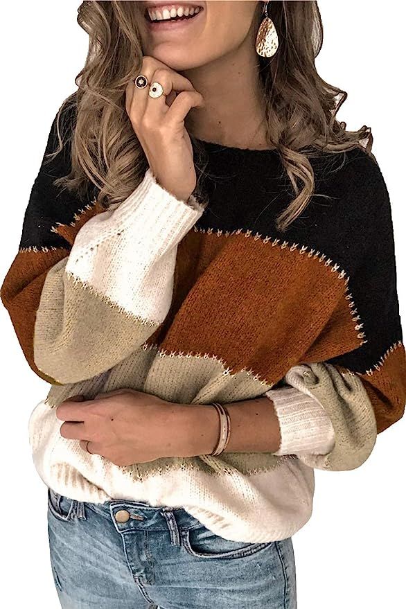 ANCAPELION Women’s Casual Sweater Pullover Winter Basic Sweatshirt Long Sleeve Cozy Knitted Jum... | Amazon (US)