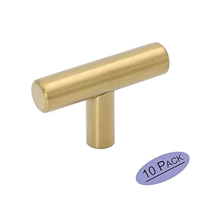 Goldenwarm 10Pack Single Hole Gold Cabinet Knobs and Pulls Door Cupboards Drawers Bedroom Furniture  | Amazon (US)