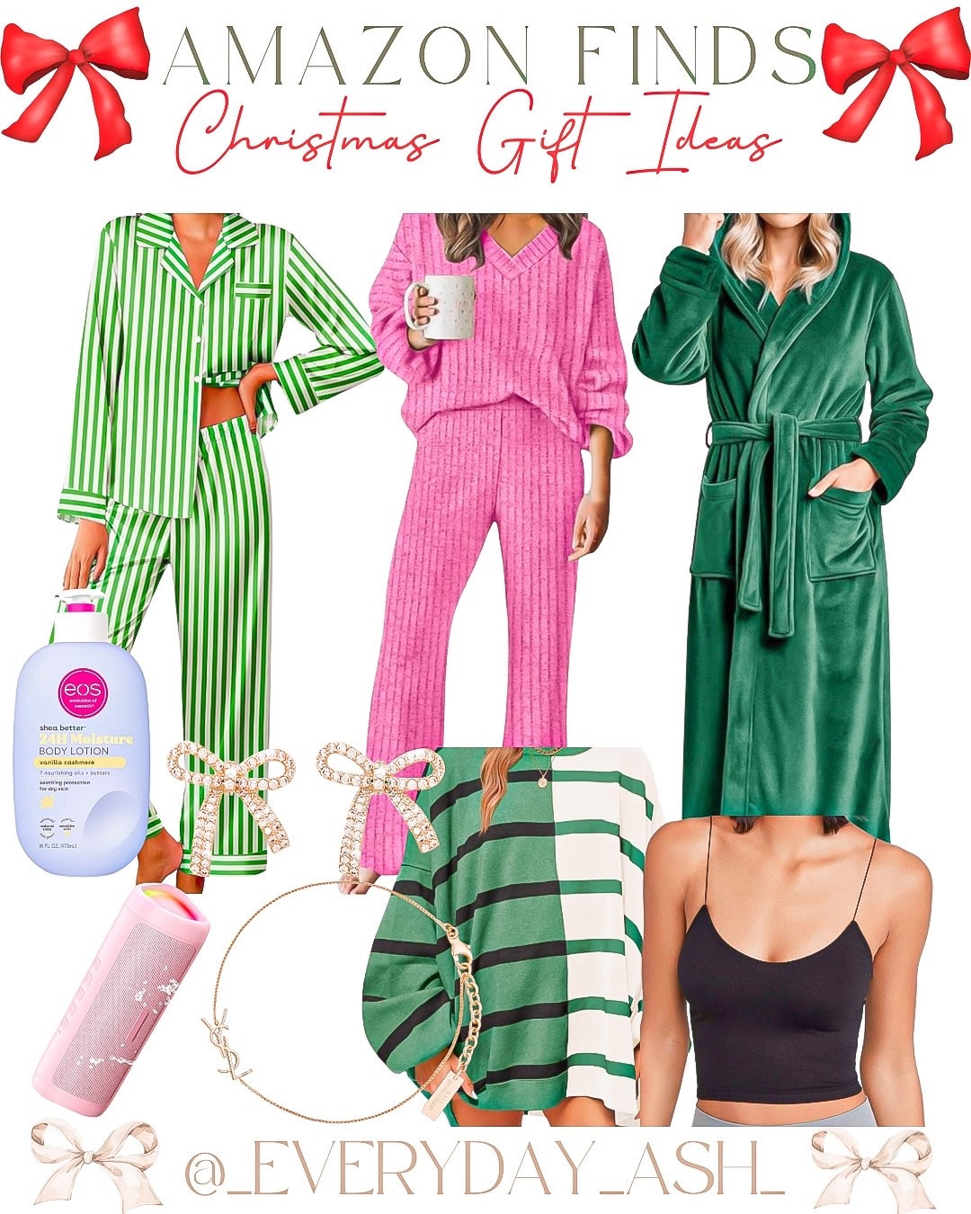 Amazon // gifts for her 💕🎄
GIFTS UNDER $35 


Womens pajamas, pink two piece set, women’s robe, lotion, stocking stuffers, speaker, YSL bracelet, sweater, free people , Amazon fashion , Christmas gifts 

#LTKFindsUnder50 #LTKHoliday #LTKGiftGuide