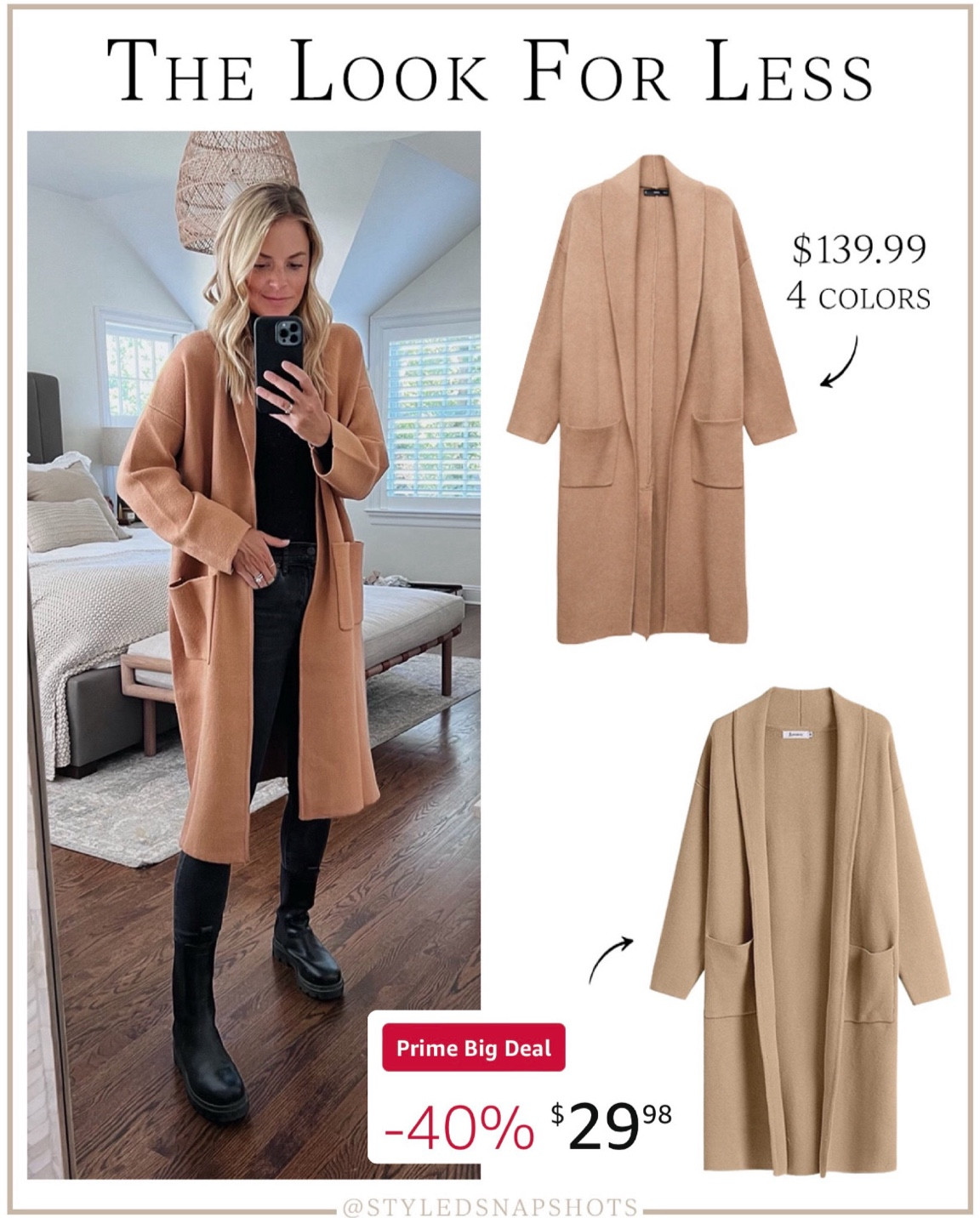 My favorite coatigan! The look for less is on sale for under $30 and has great review.  
•I wear size small in mango coatigan and it fits oversized 
•bodysuit, size small 
•black skinny jeans, sized down 1
•boots, tts, I’m a 7.5 & went size 38

fall outfit, fall style 

#LTKSaleAlert #LTKFindsUnder50 #LTKxPrimeDay