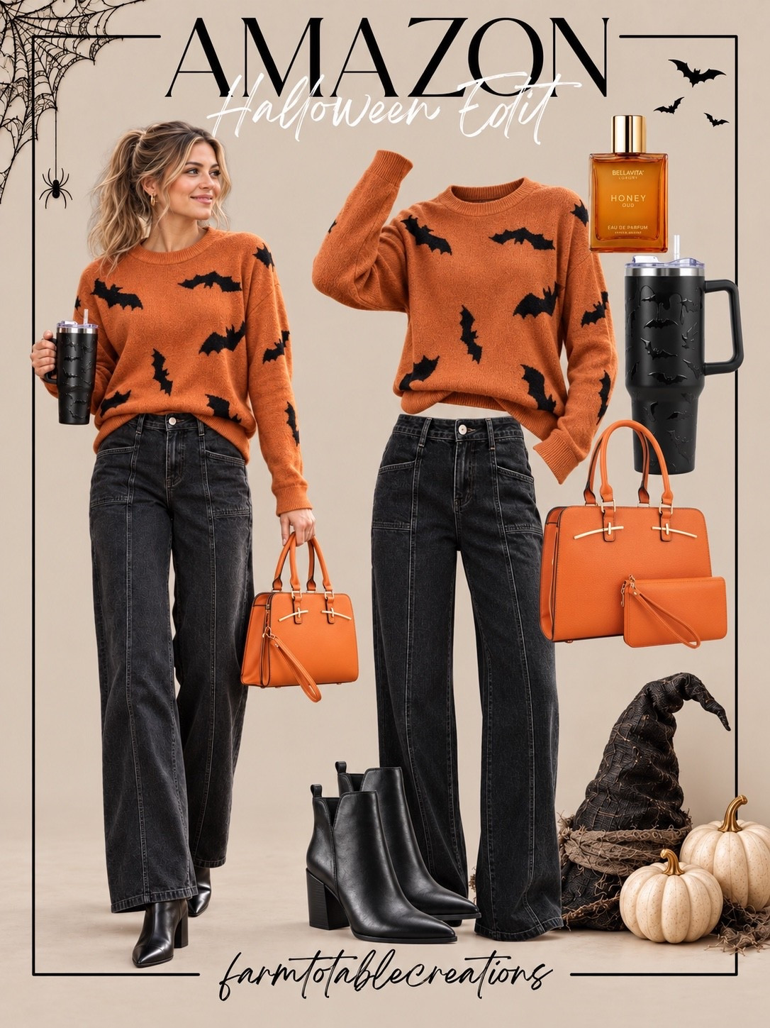 Amazon Halloween Outfit 🎃🦇

This Amazon Halloween outfit is such a fun way to dress for spooky season without going full costume. The orange bat sweater makes the cutest statement, while the black wide-leg jeans and ankle boots keep the look easy, flattering, and wearable.

The orange handbag, black tumbler, and warm fall fragrance pull everything together perfectly. I love this for a pumpkin patch, Halloween party, handing out candy, or a casual October night out.

Follow @farmtotablecreations on Instagram for more cozy home finds and trending decor.

#LTKStyle #LTKFashion #AmazonFashion #AmazonFinds #AmazonStyle #HalloweenOutfit #SpookySeason #HalloweenFashion #BatSweater #FallOutfit #OctoberStyle #CasualHalloween #WideLegJeans #FallFashion #HalloweenStyle

#LTKOver40 #LTKmomlife #LTKSeasonal