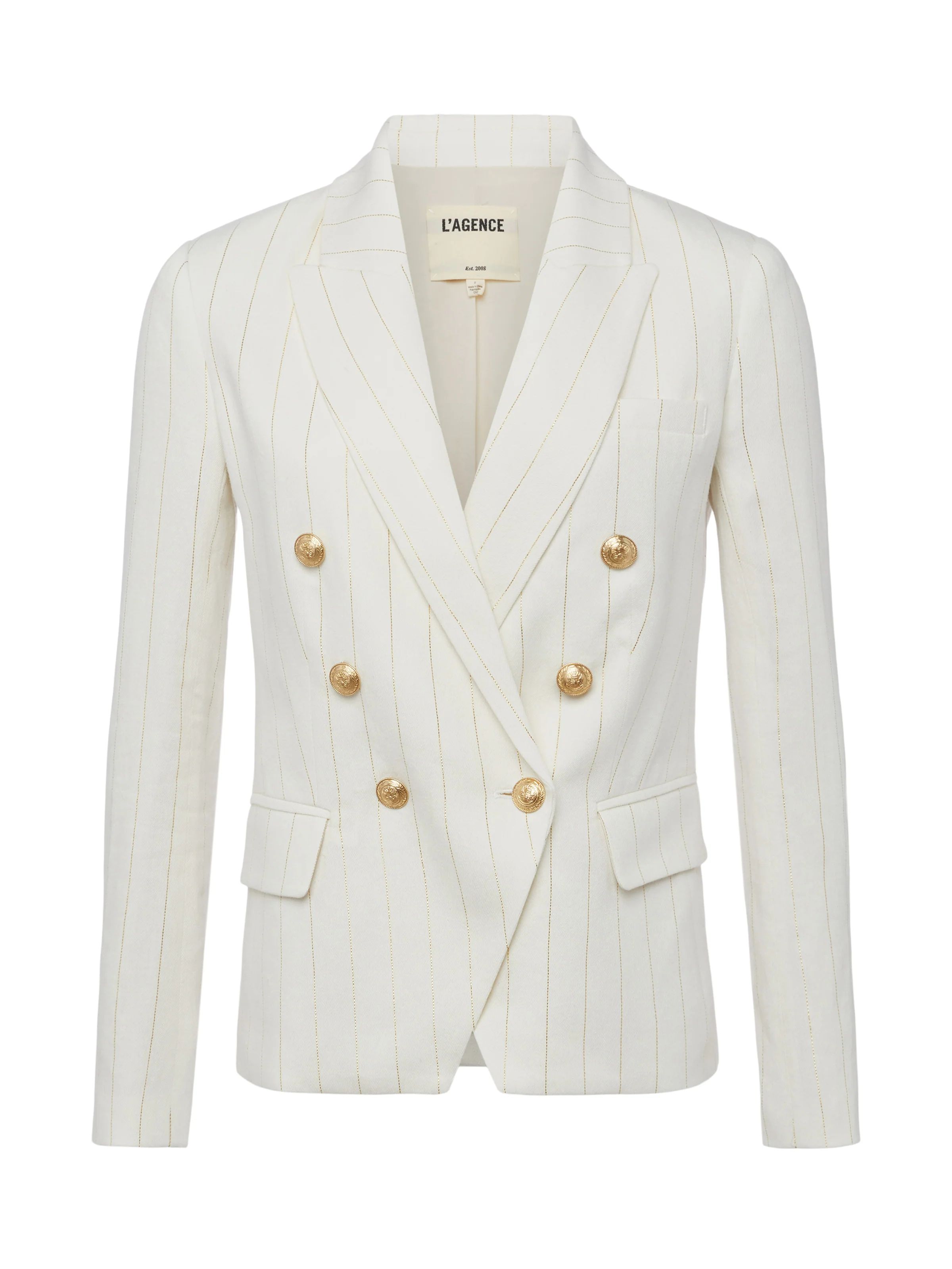 L'AGENCE Kenzie Blazer in Ecru/Gold | L'Agence