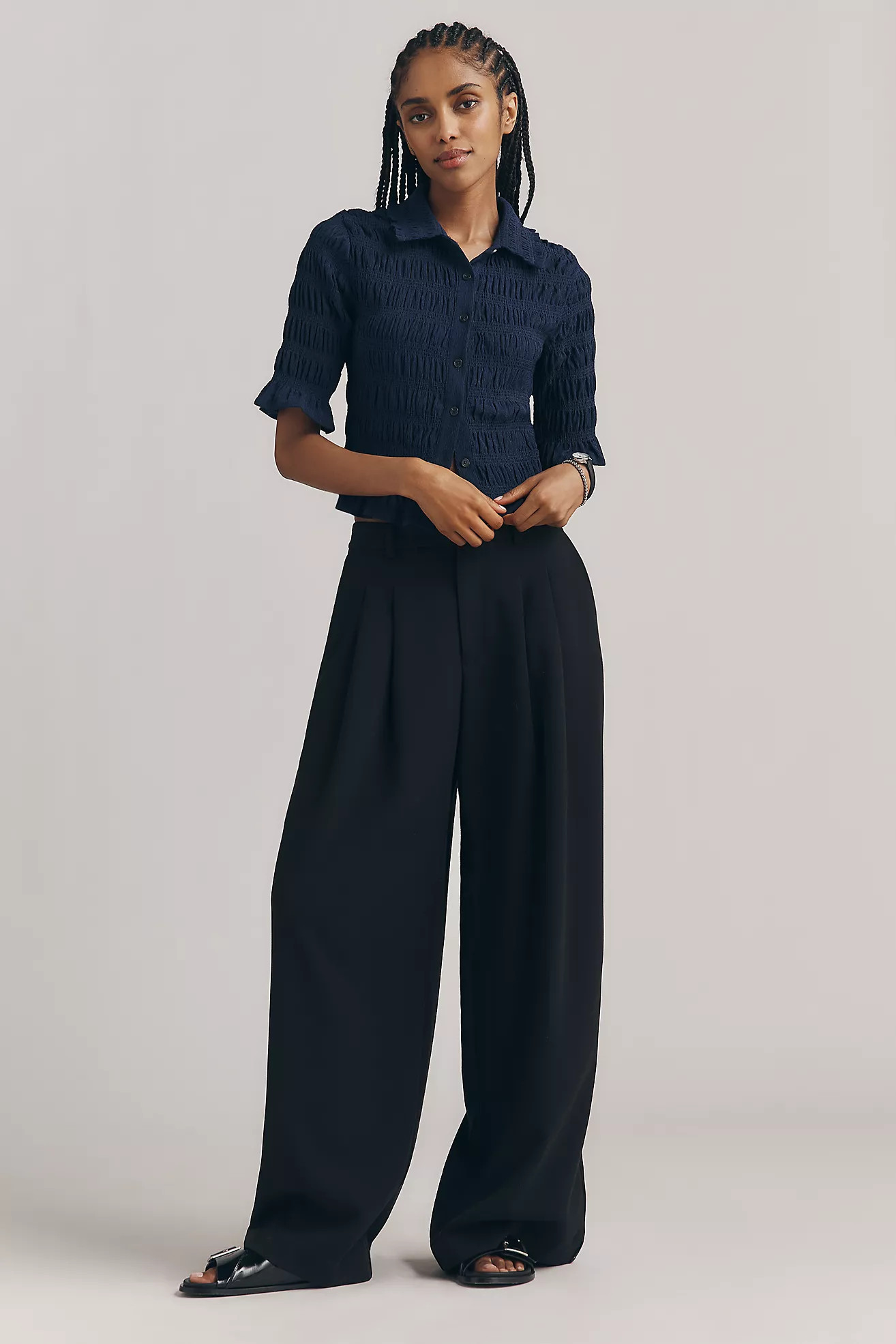 Maeve Smocked Button-Front Top | Anthropologie (US)