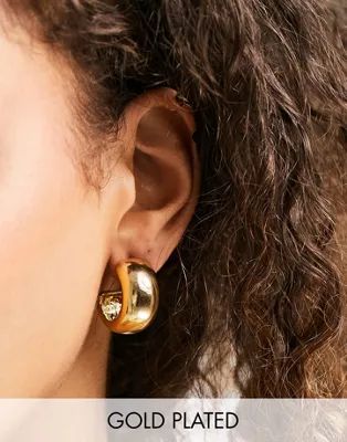 ASOS DESIGN 14k gold plated thick hoop earrings in 25mm | ASOS (Global)