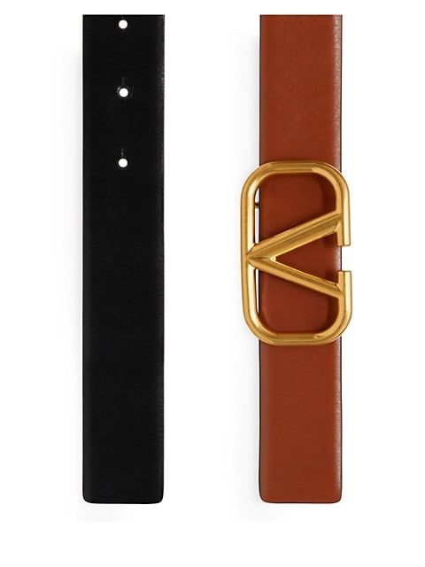 Valentino Garavani V Logo Reversible Leather Belt | Saks Fifth Avenue
