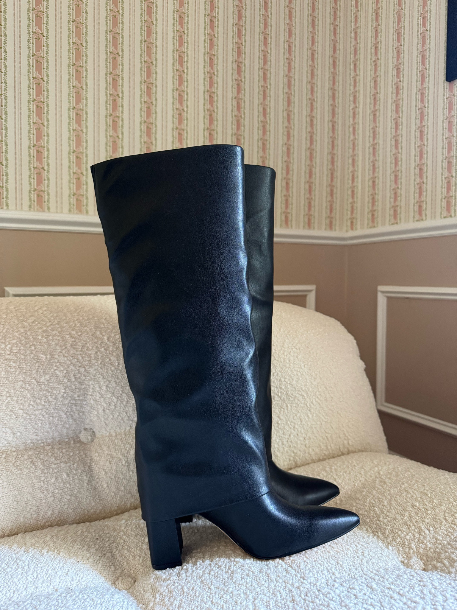 Black fold over the knee boots 

#LTKStyleTip #LTKShoeCrush