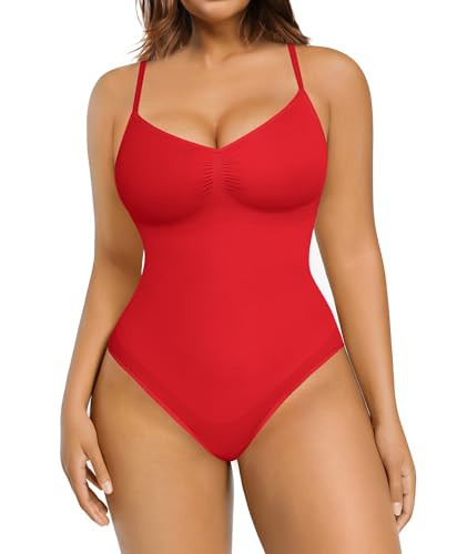 FeelinGirl Body Shaper Tummy Control Bodysuit Shapewear Seamless Waist Trainer Butt Lifter Rust Red XS/S | Amazon (US)