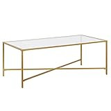 Henley 48'' Wide Rectangular Coffee Table with Glass Top in Brass | Amazon (US)