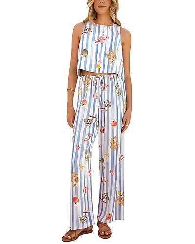 ESEA 2pc Linen-Blend Top & Pant Set | Gilt & Gilt City