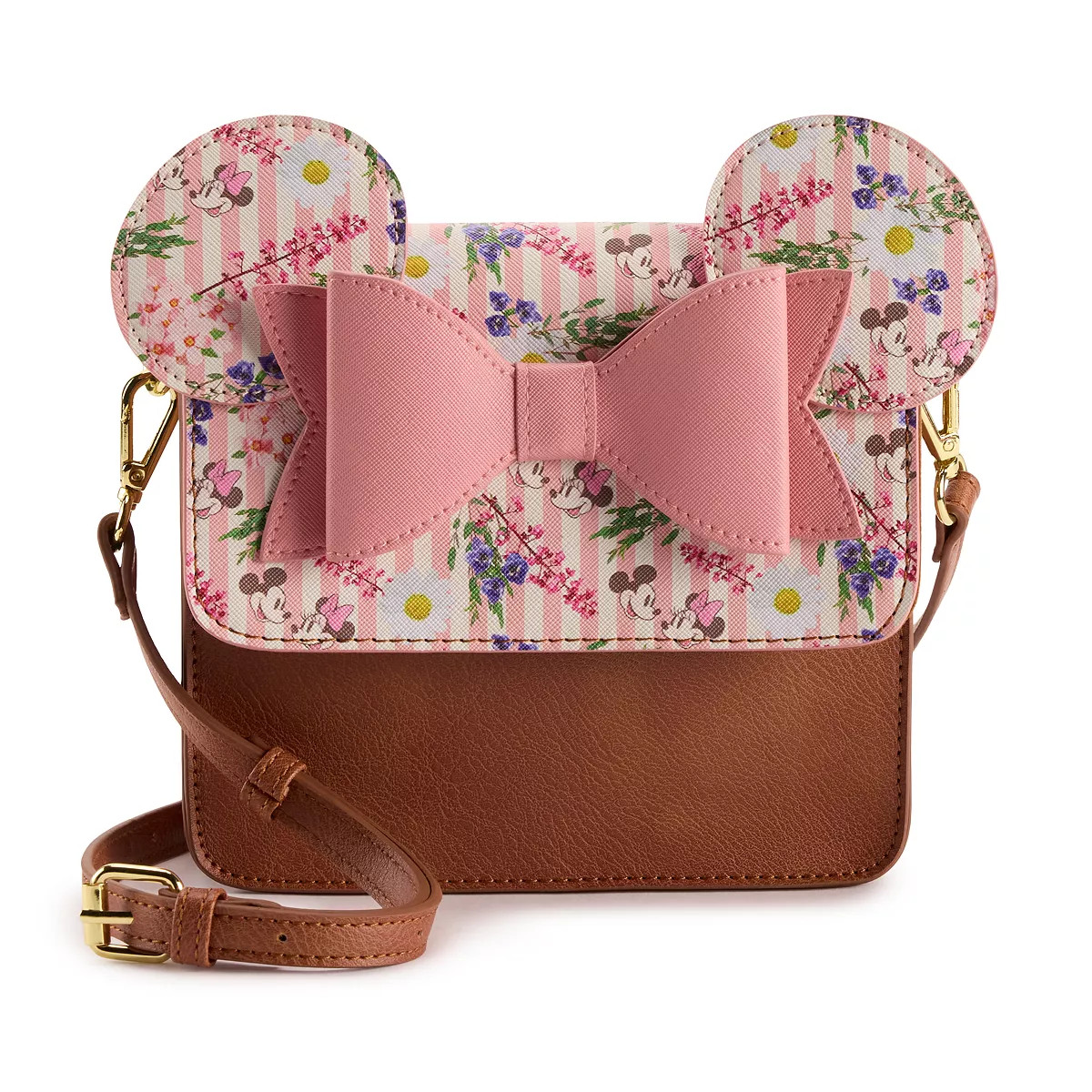 Disney's Minnie Mouse Floral Strip Crossbody Bag with 3D Ears | Kohl's