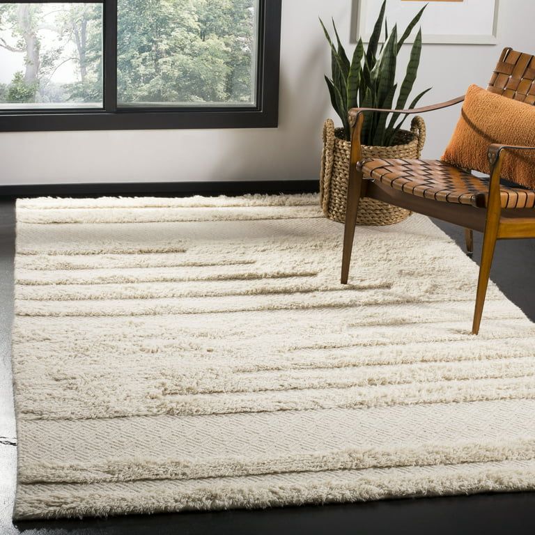 SAFAVIEH Kenya Anrai Solid Geometric Area Rug, Ivory, 9' x 12' | Walmart (US)